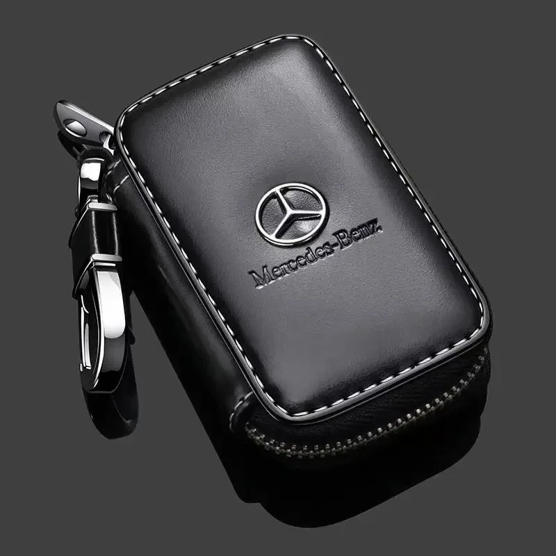 Leather Car Key Case Black Car Key Cover Key Wallet For Mercedes Benz B/C/E Class A Class C200L GLE GLC GLK CLA C197