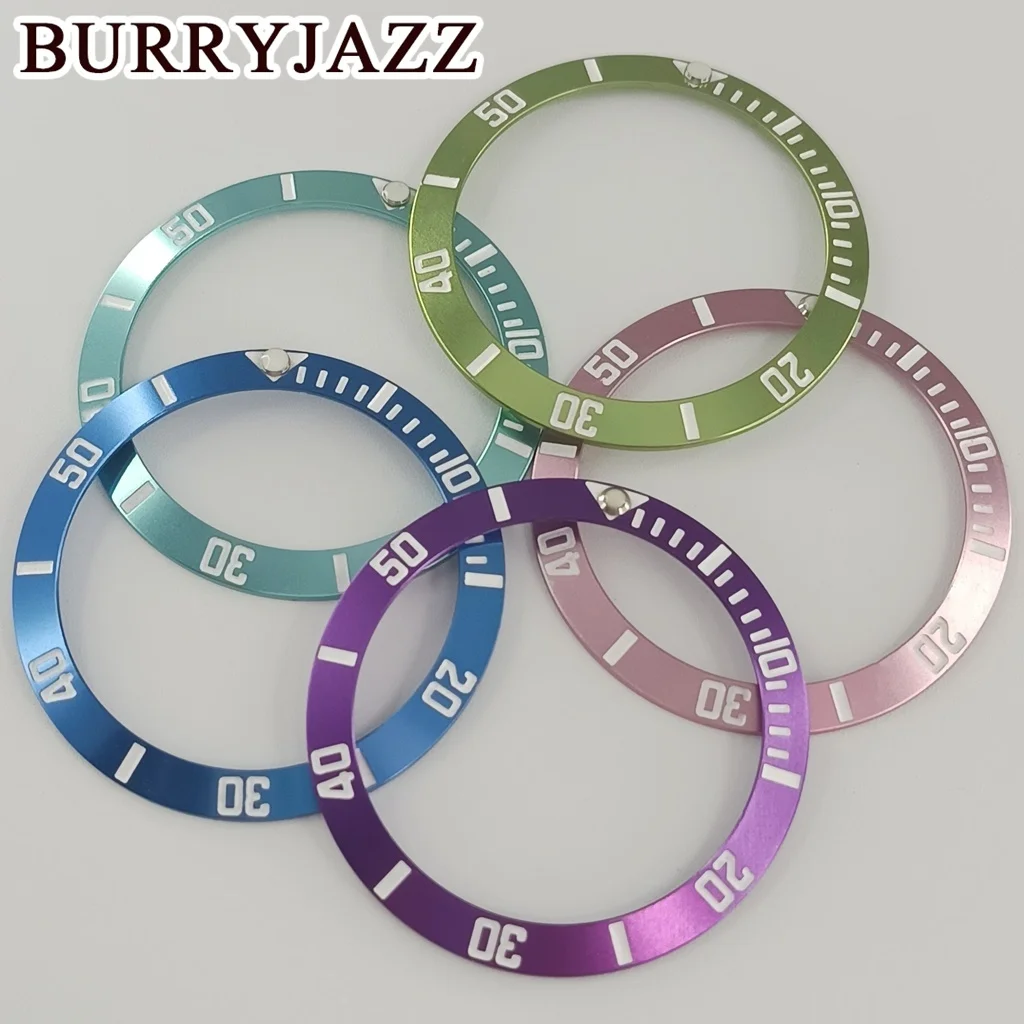 38mm*30.6mm Aluminum Diving Ring Pink Purple Blue Green Watch Bezel Insert For Men's Watch Cases Replace Accessory