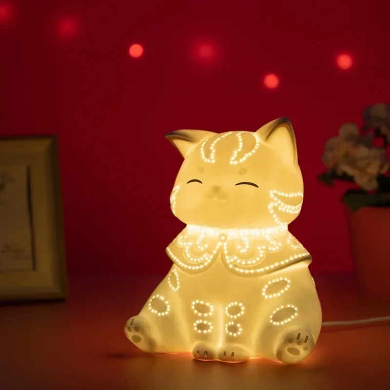 Palace Museum Cat Nafu Ceramic Lamp Decoration Small Night Lamp Birthday Gift Creative Night Light Commemorative gifts ﻿