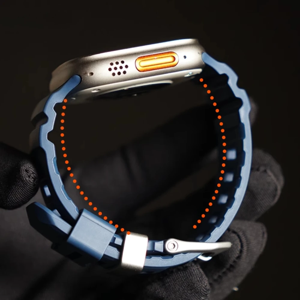 Силиконовый спортивный ремешок для Apple Watch Ultra 2 49 мм серии 10 46 мм 9 8 7 45 мм Фторкаучуковый ремешок для браслета IWatch 6 5 4 Se 44 мм