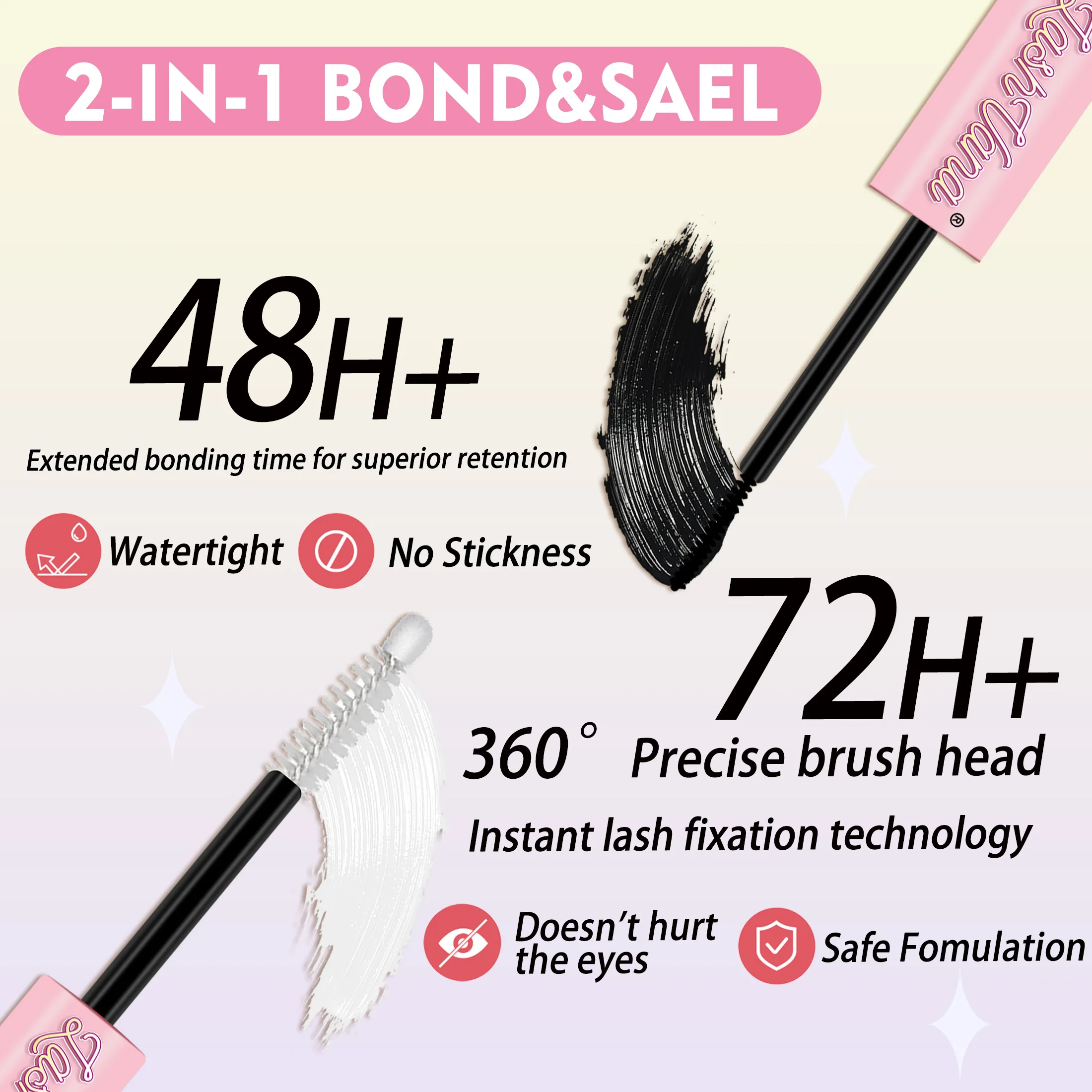 LASHVANA ラッシュボンドとシール DIY ラッシュエクステンションとラッシュグルーリムーバーキット 長持ちするピンセット付き まつげカーラー メイクアップツール