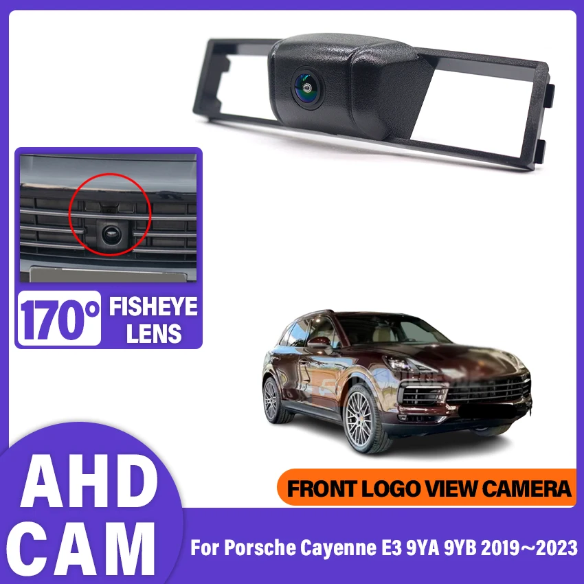 AHD 1080P Fisheye Lens Night Vision LOGO Parking Front View Camera For Porsche Cayenne E3 9YA 9YB 2019 2020 2021 2022 2023