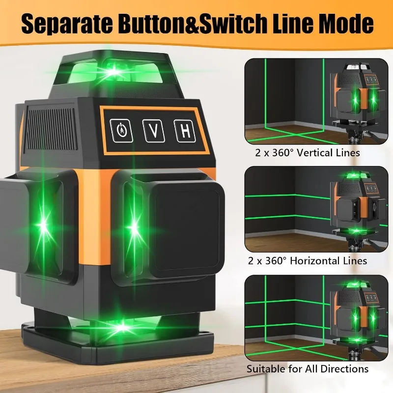 Laser Level,  Green Laser Level Self Leveling Tool, 150ft Mini Laser Level Beam Tool with Two 360° Vertical and Two 360°