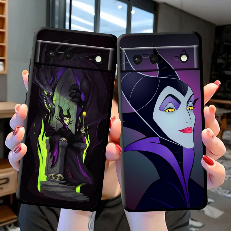 Cartoon Disney Maleficent Phone Case For Google Pixel 8 7 Pro 6 Pro 6A 5A 5 4 4A XL 5G Black Soft Fundas Cover