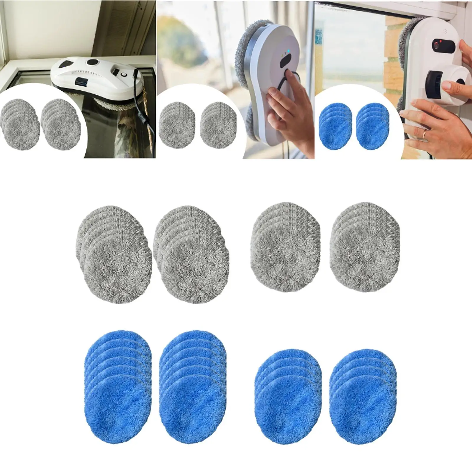 

Set of 12 Replacement Pads for Window Cleaning Robot, Microfiber Cloth for Home Use