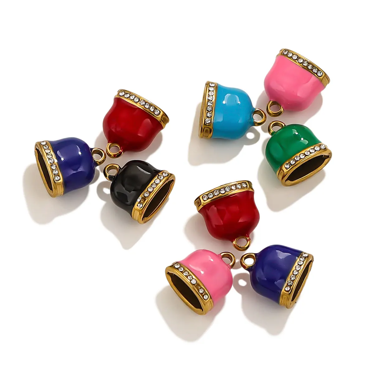 

2pcs Stainless Steel Enamel Bell Christmas Charms Accessories DIY Necklaces Bracelets Earrings Keychains Jewelry Making Supplies