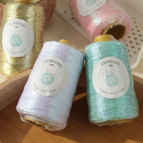 4Pcs=400G Shiny Shiny Core-Spun Yarn, Hand-Woven Yarn Suitable for Knitting Bags, Storage Boxes, Slippers, Hair Accessories, Flower Pot Decorations, Pet Decoration Accessories, and Various Other Handmade Crafts