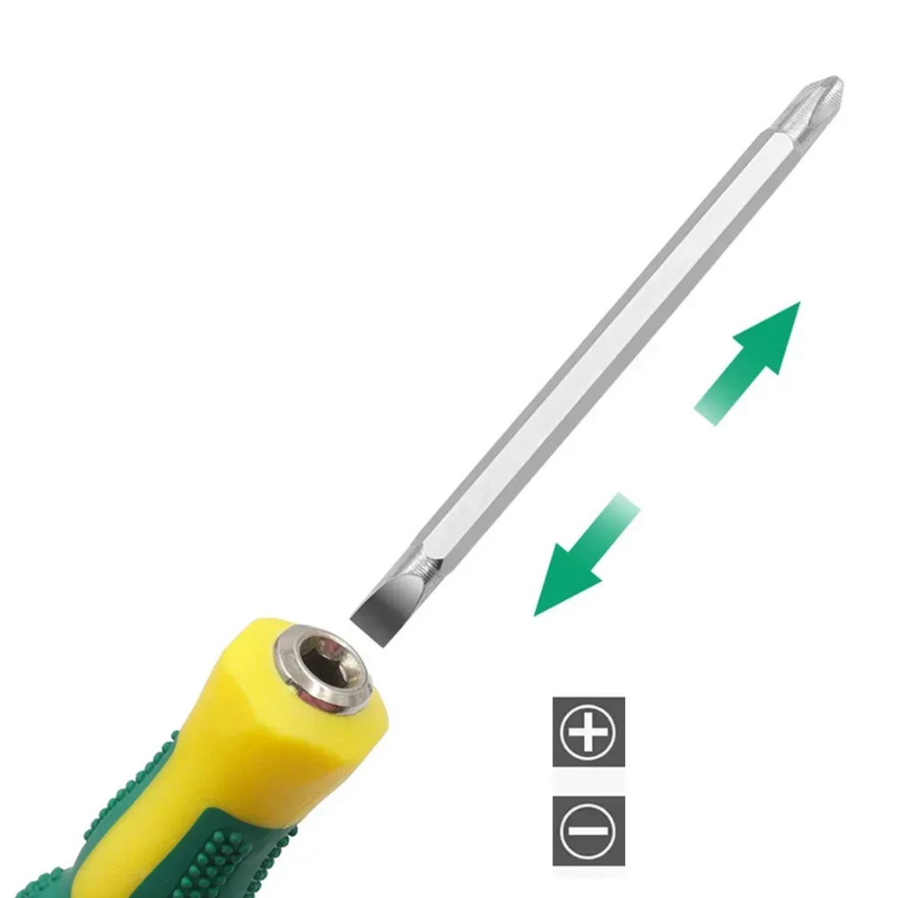 Double Use Screwdriver Removable Hand Tool Slotted Cross Screw Driver Impact Double Head PH2 SL6 Dual Interchangeable A50