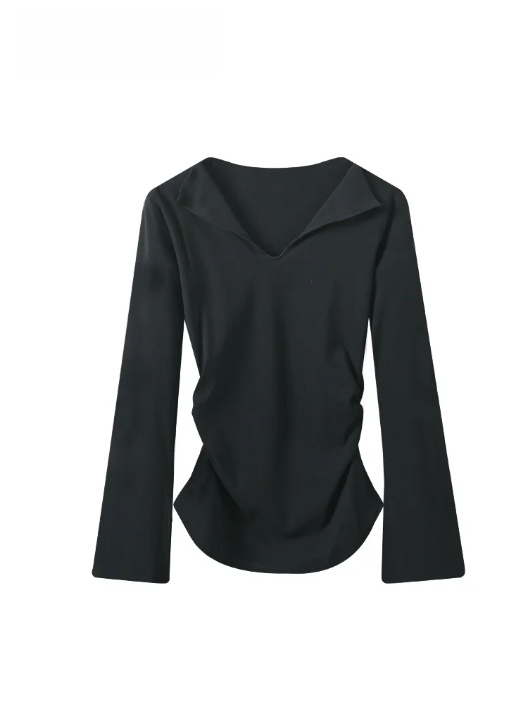 

Loose Long Sve Ne T-irt Women's plus Size Casual Sle Polyester Fiber V-Ne Mid-Length Cover-Up Trendy Top