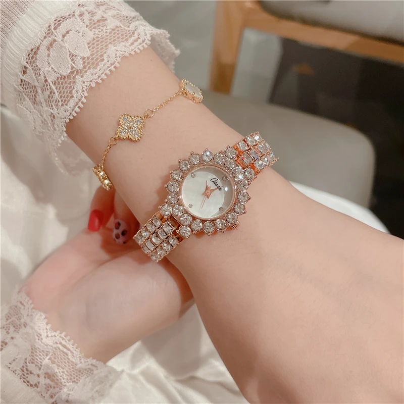 Cacaxi orologi da polso da donna New Fashion Ladies Square Watch Full Diamond Quartz Clcok Alloy Casual orologio da polso A311