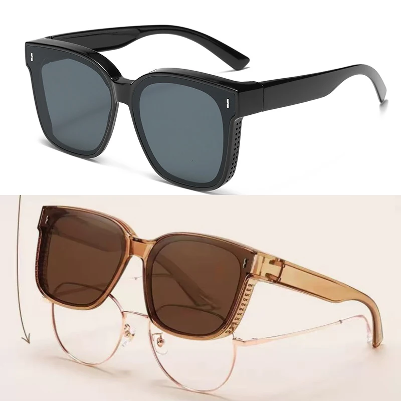 Fashion Square Polarized Sunglasses Cover Over Myopia Prescription Glasses Portable Men Women Vintage Fishing Driving Eyewear ﻿ image 2
