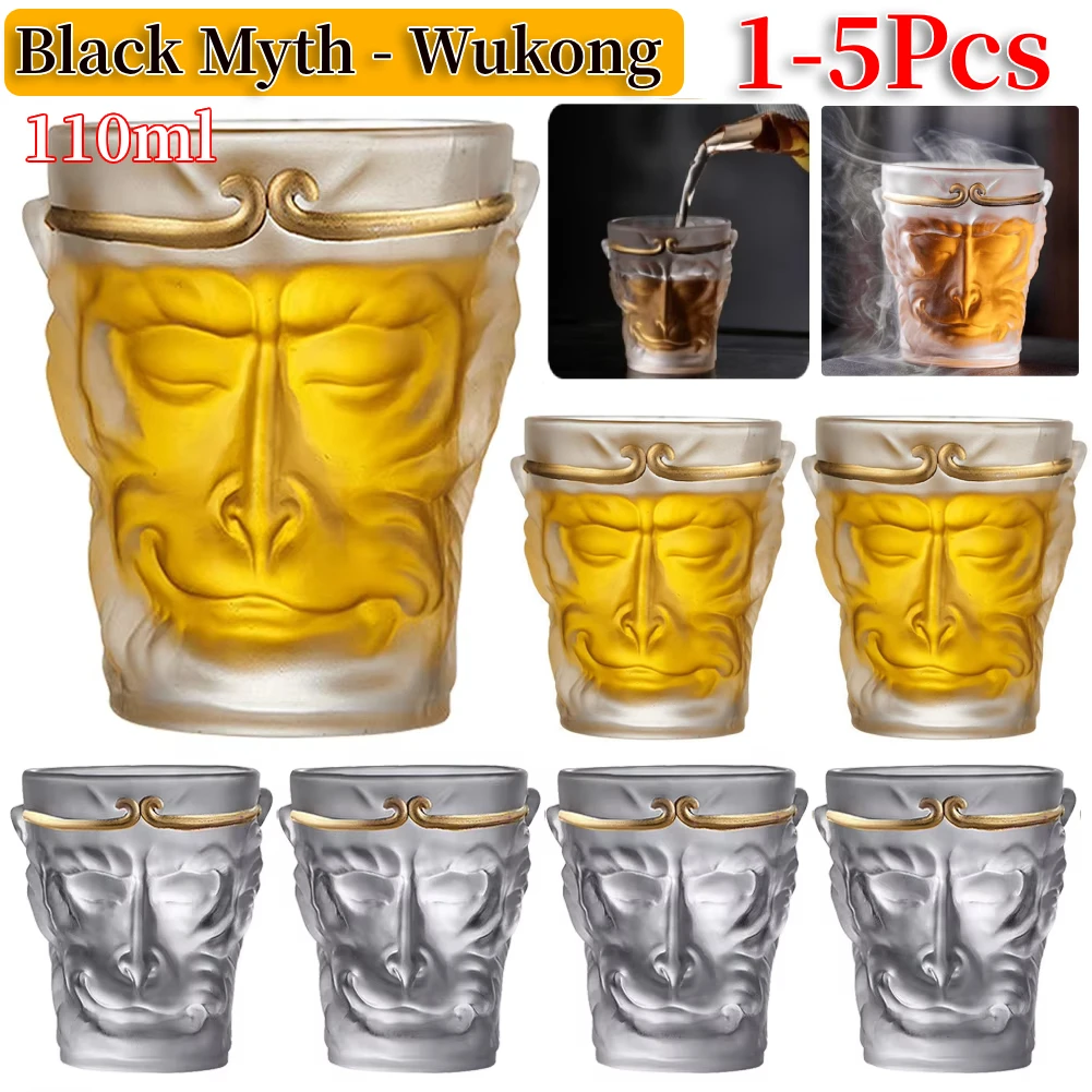 

110ml Black Myth wukong Frosted Clear Glass Cup tea cup Creative Shaped wine glass Sun Wukong Crystal coffee mug for Coffee Wine