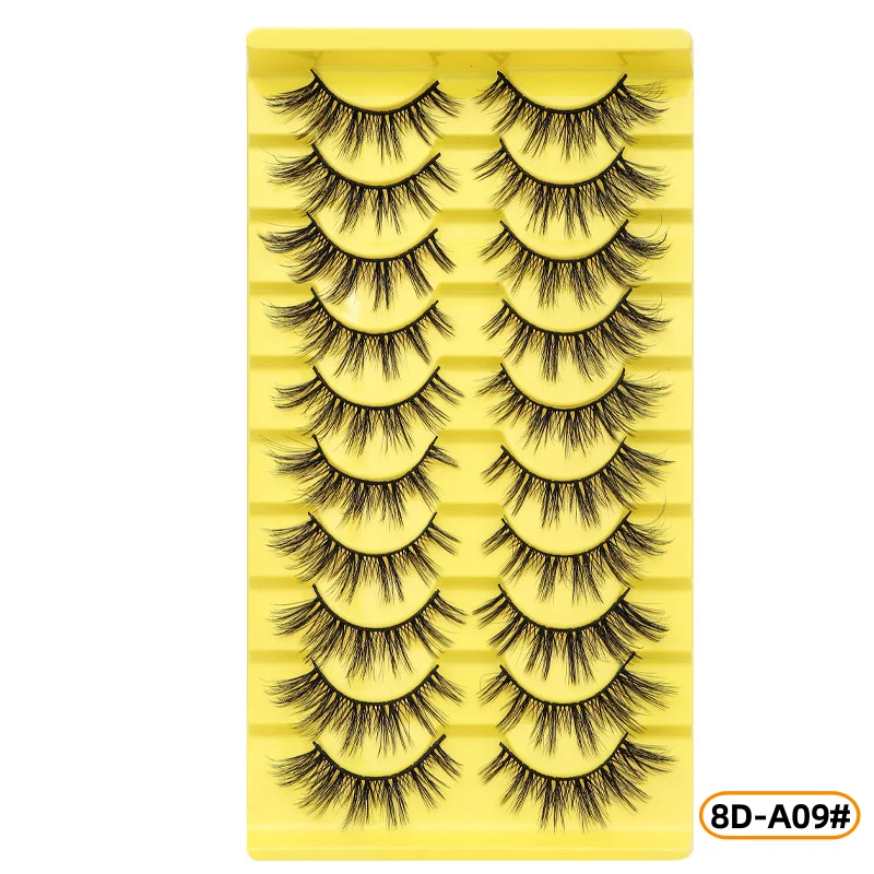10 par naturalnych, trójwymiarowych, objętościowych, podkręconych sztucznych rzęs. Gęste, dramatyczne sztuczne rzęsy. Rzęsy do przedłużania.