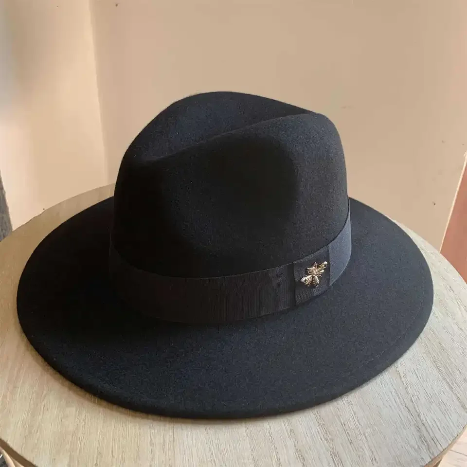 

2025 New European American Wool Felt Top Hat - Decor Windproof Warm Jazz Cap