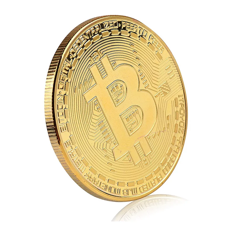 Moeda bitcoin banhada a ouro, coleção de arte colecionável, presente, moeda comemorativa física, imitação antiga de metal