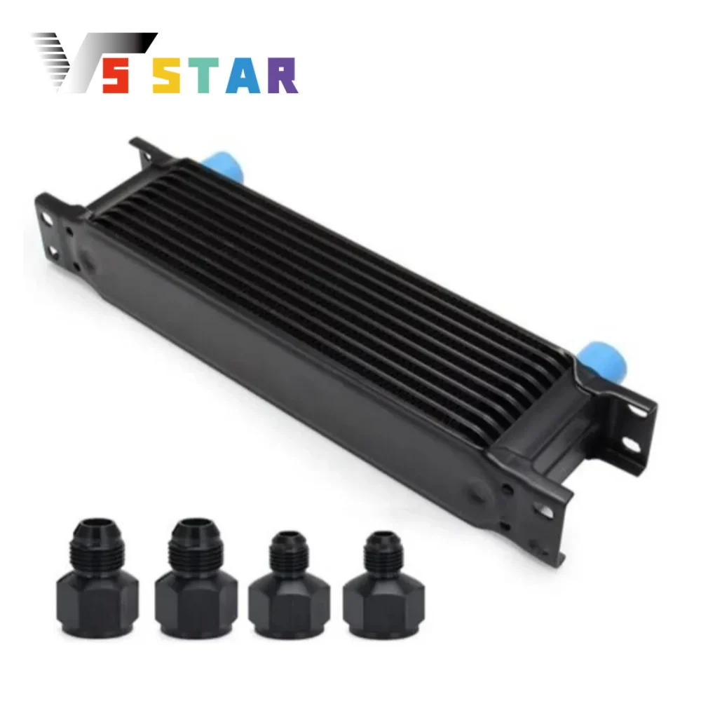 

10 Row 10AN Aluminium Engine Transmission Oil Cooler Kit with 6AN 8AN Adapter Black For most Cars