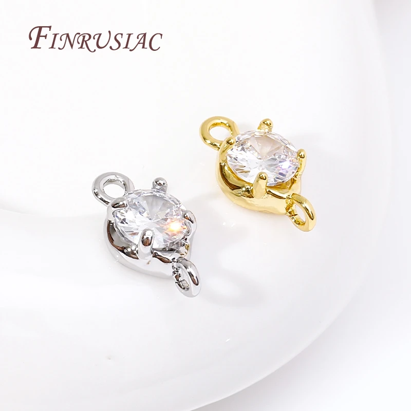 18K Gold Plated Zircon Crystal Decoration Connector Charms Accessories For Handmade DIY Women\'s Bracelet Earring Jewelry Making