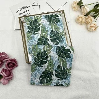 Serwetki z kolorowymi nadrukami 2 warstwy zielonych liści kwadratowych papierowe serwetki jednorazowe dekoracyjna stołowa serwetki z kawą