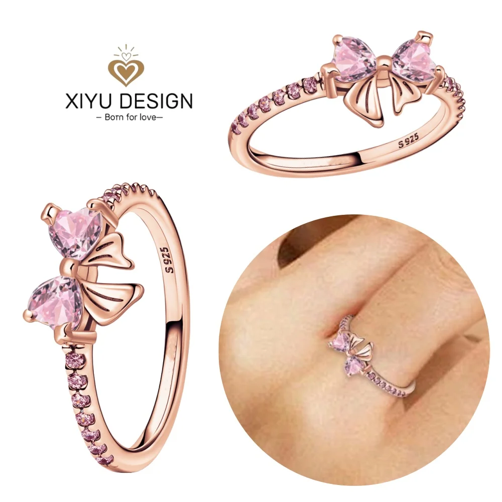 925 Sterling Silver Red Heart-shaped Ring Earrings Necklace Charm Sparkling Women\'s Jewelry Gift Fashion Light Luxury Making