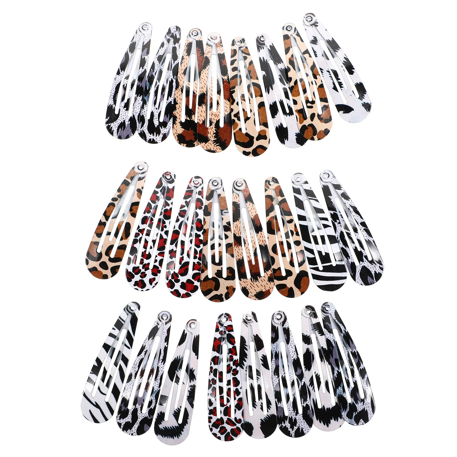

24Pcs Leopard Print Alloy Hair Clips Set Women Snap Barrettes Side Clip Hairpin Elegant Hairgrips for Daily Life Party