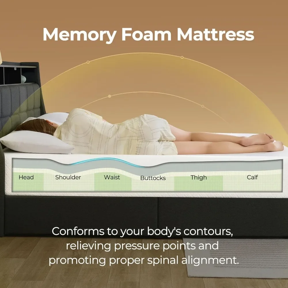 Queen Size Mattress, 8 Inch Gel Memory Foam Mattress in a Box, Fiberglass Free, Breathable Mattress