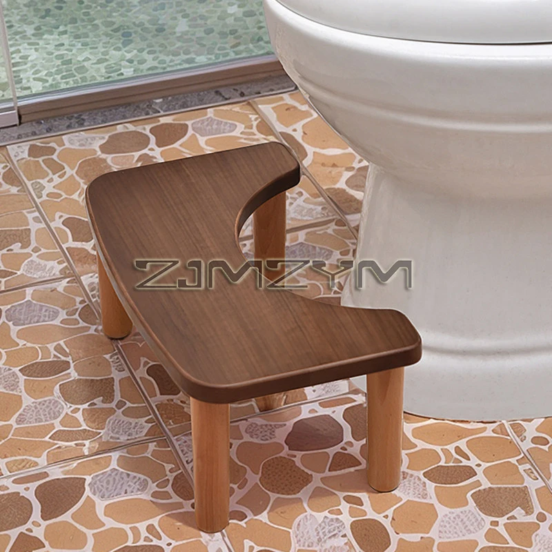 No Installation Not-Slip Bathroom Toilet Stool Sturdy Portable Wood Squatting Toilet Stool for Adults Children