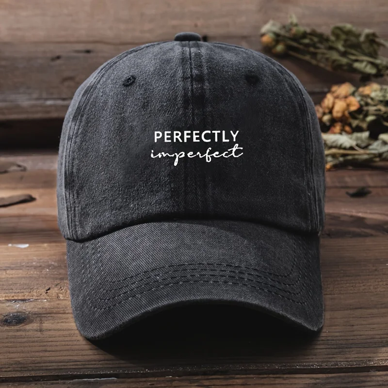 

Винтажная бейсболка унисекс с принтом «PERFECTLY IMPERFECT», эффект потертости, для активного отдыха