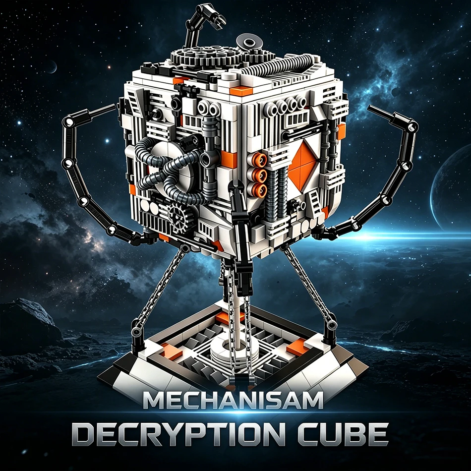 Technical Mechanism Decryption Cube Building Blocks Ornaments STEAM Puzzle Game Safe Cryptex Lock Storage Box Bricks Toys Gifts
