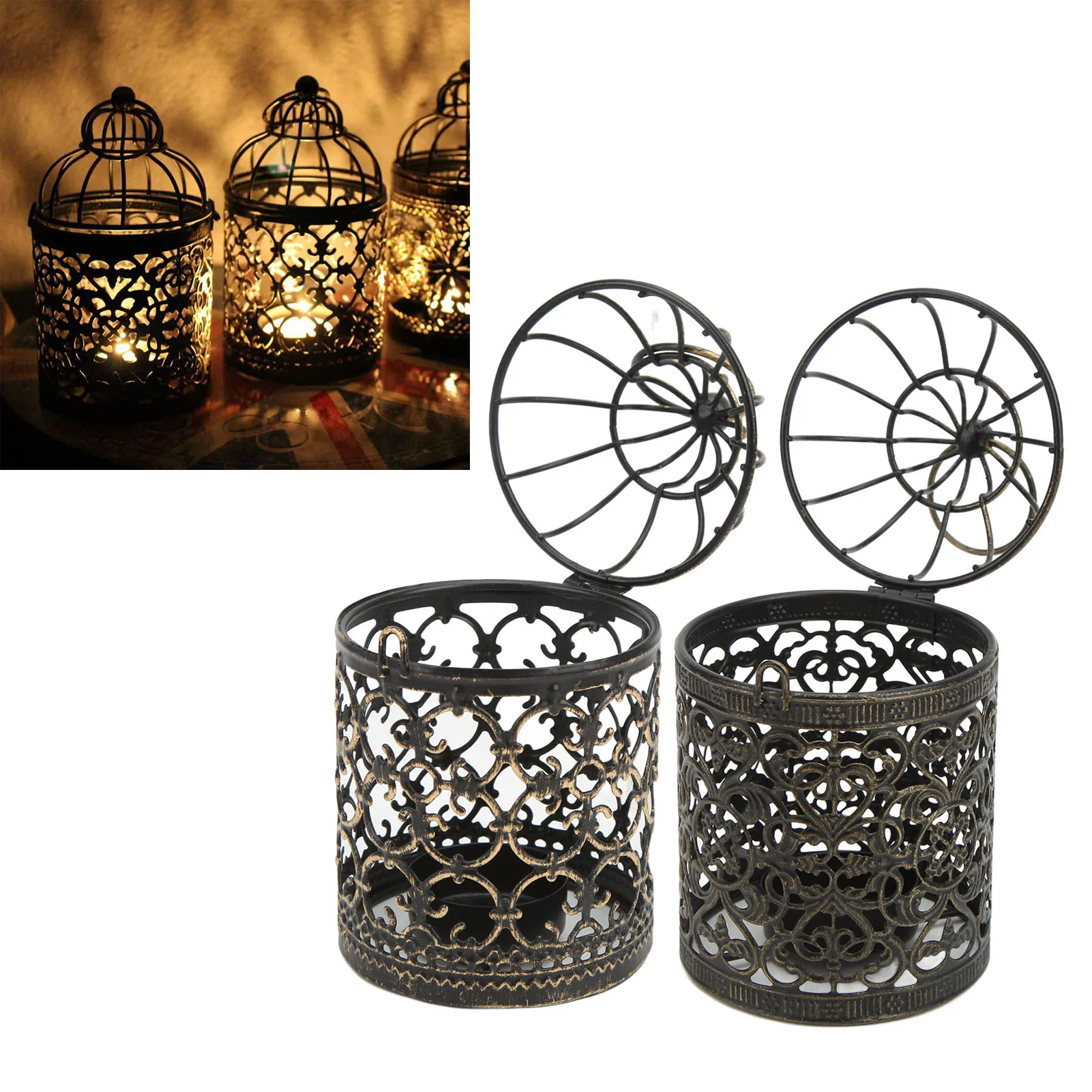 Iron Candle Holder European Retro Tealight Candle Holder Elegant Style Vintage Candle Stand for Home Table Decoration