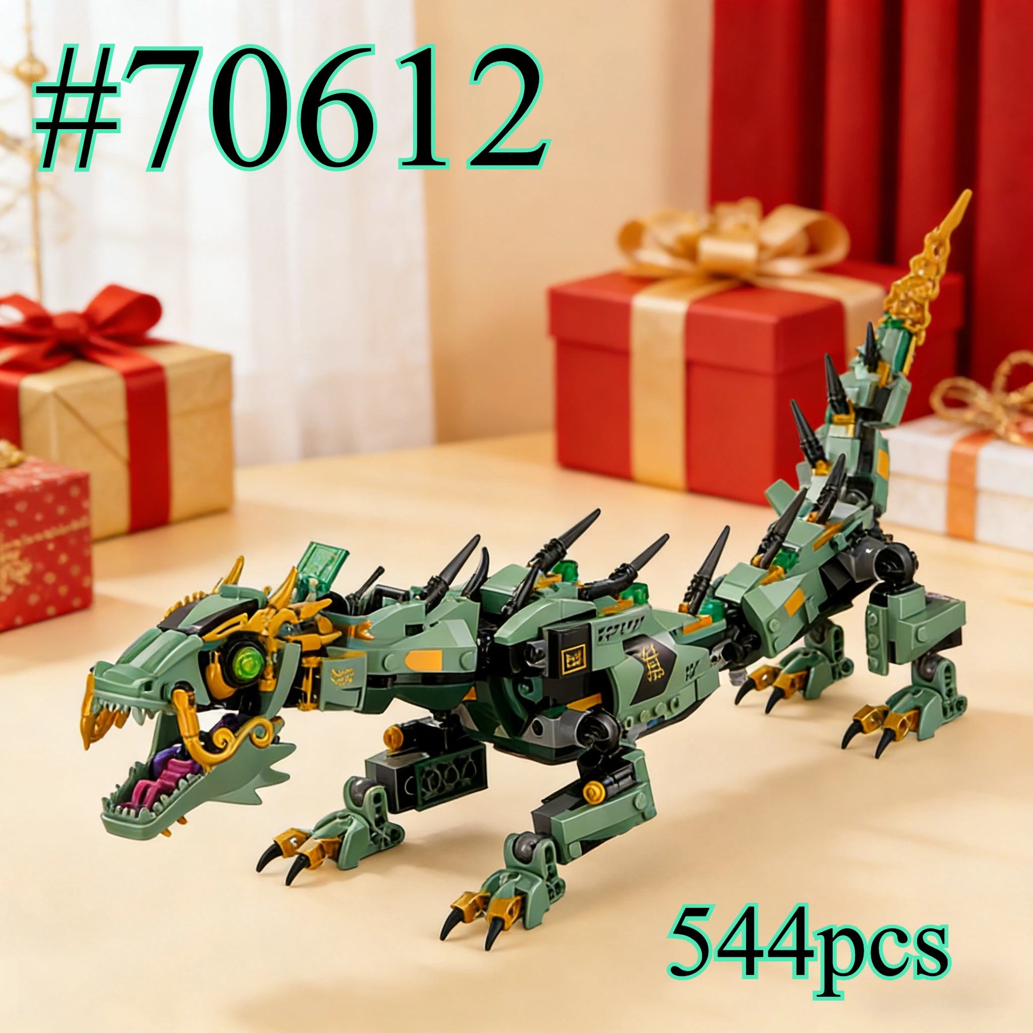 

Зеленый механический дракон 70612, набор строительных блоков, подходит для подарков на день рождения, совместим с деталями Lego, 544 детали.