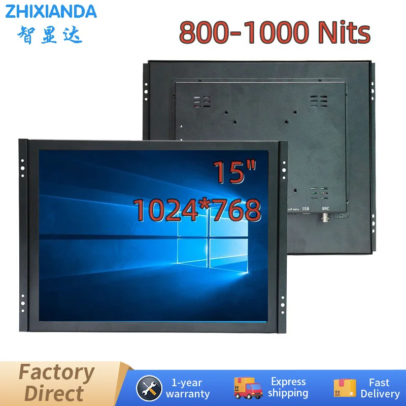 15 Inch Touch Screen Open Frame Monitor 800-1000 Nits High Brightness Industrial Display With