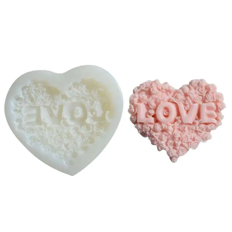 1Pc Rose Heart Shape Silicone Mold DIY Love Flower Candle Plaster Making Tool Chocolate Ice Mould