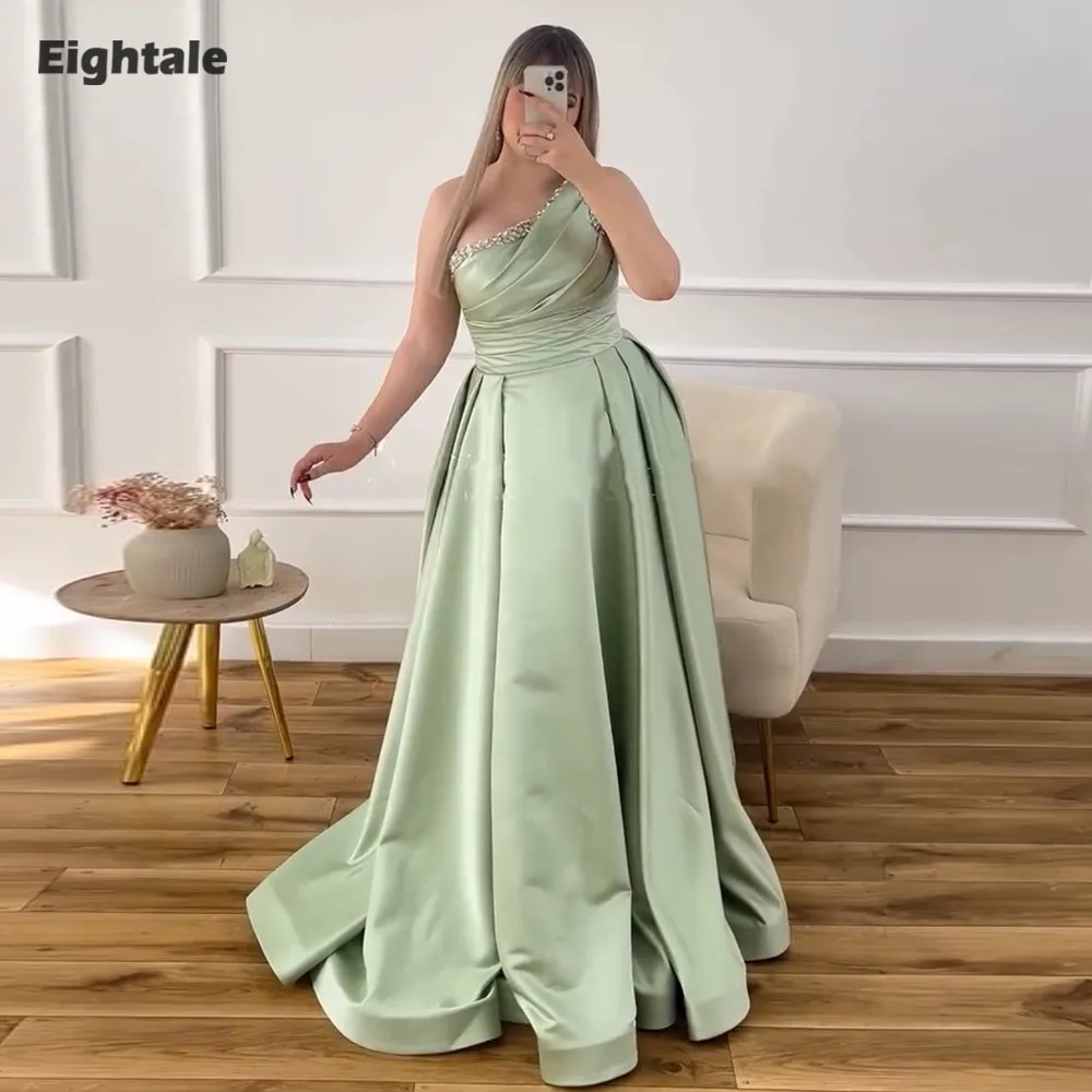 

Eightale новое вечернее платье на одно плечо, расшитое бисером и стразами, индивидуальное арабское атласное платье для выпускного вечера, свадебное платье Vestidos De Gala