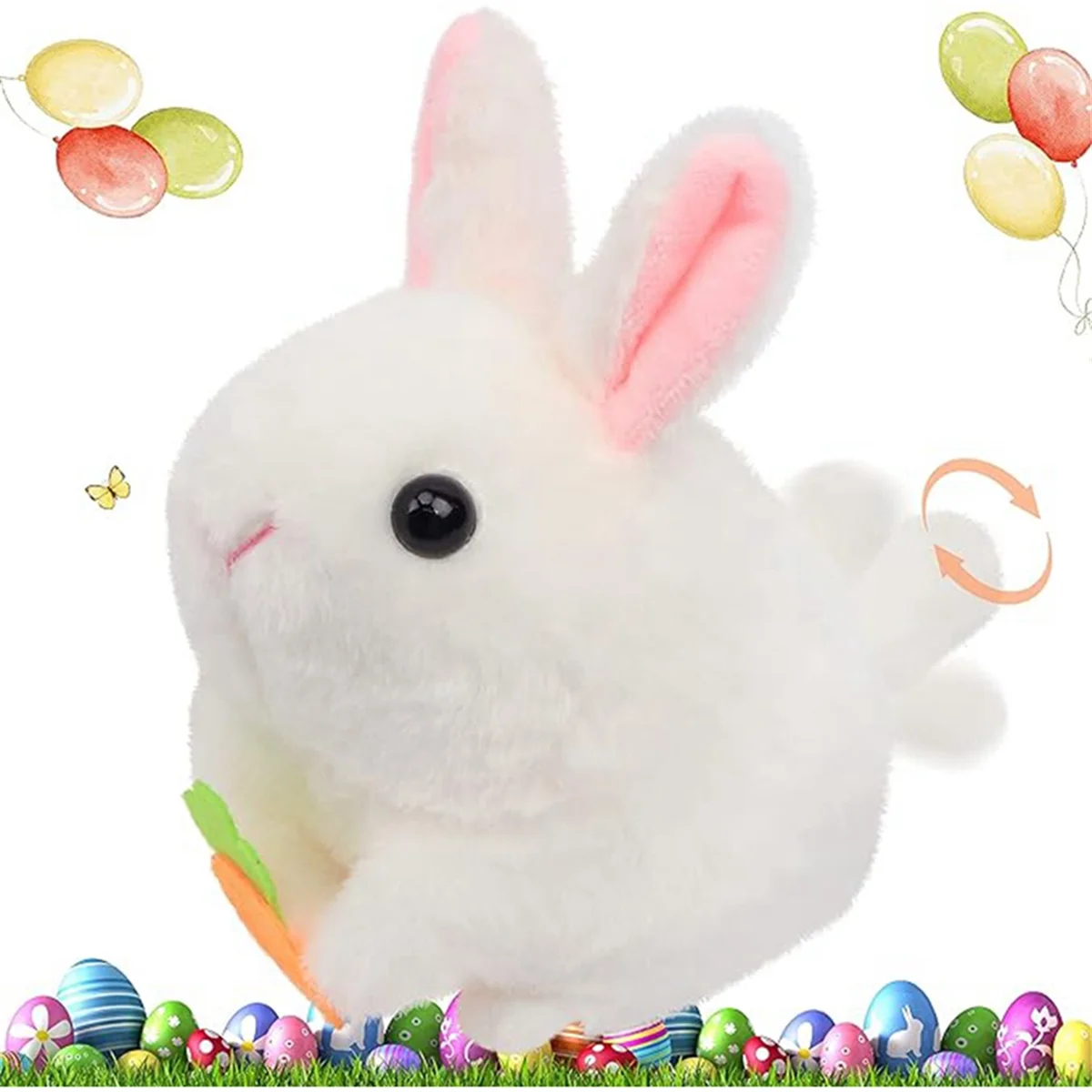 A Wagging Tail Rabbit Wind-Up Plush Toys,Clockwork ,Wagging Tail Rotating Interactive Toys Stuffed Plush Toy