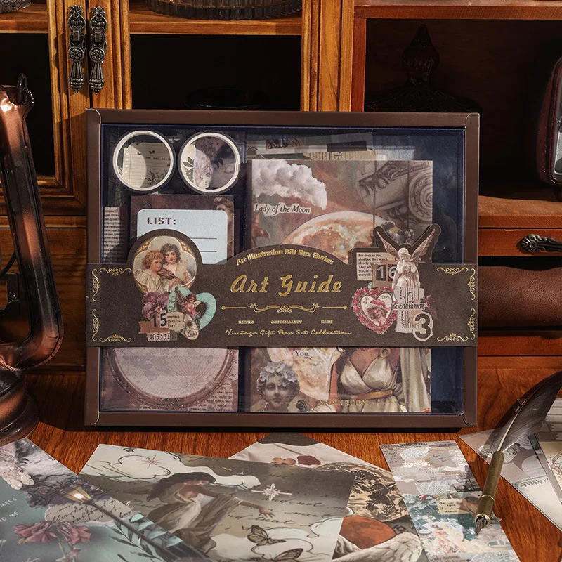 125pcs/Vintage Scrapbook Gift Set; Scrapbook Journal; Gift Stationery and School Supplies