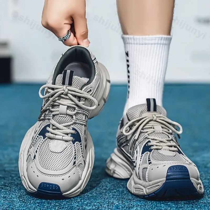 

Niche Fashion Casual Low Top Thick Soeld Sports Shoes for Men 2025 Autumn New Mesh Breathable Versatile Non Slip Chunky sneakers