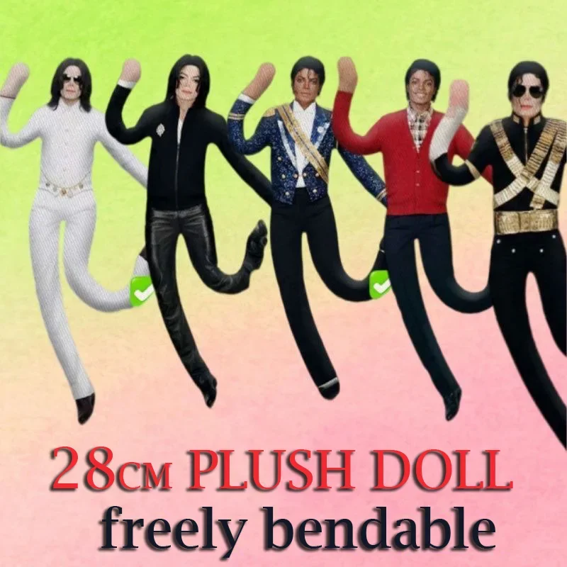 28cm Michael Jackson Plush Doll Cosplay Props Stuffed Figure Dolls Home Decoration Abstract Freely Bendable Doll Gifts
