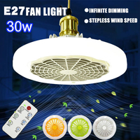 30W Ceiling Lamp Fan 2 in 1 Lustre Lights Ceiling Fan Dimmable Modern Lamp E27 AC86-265V with Remote Control Room Decor