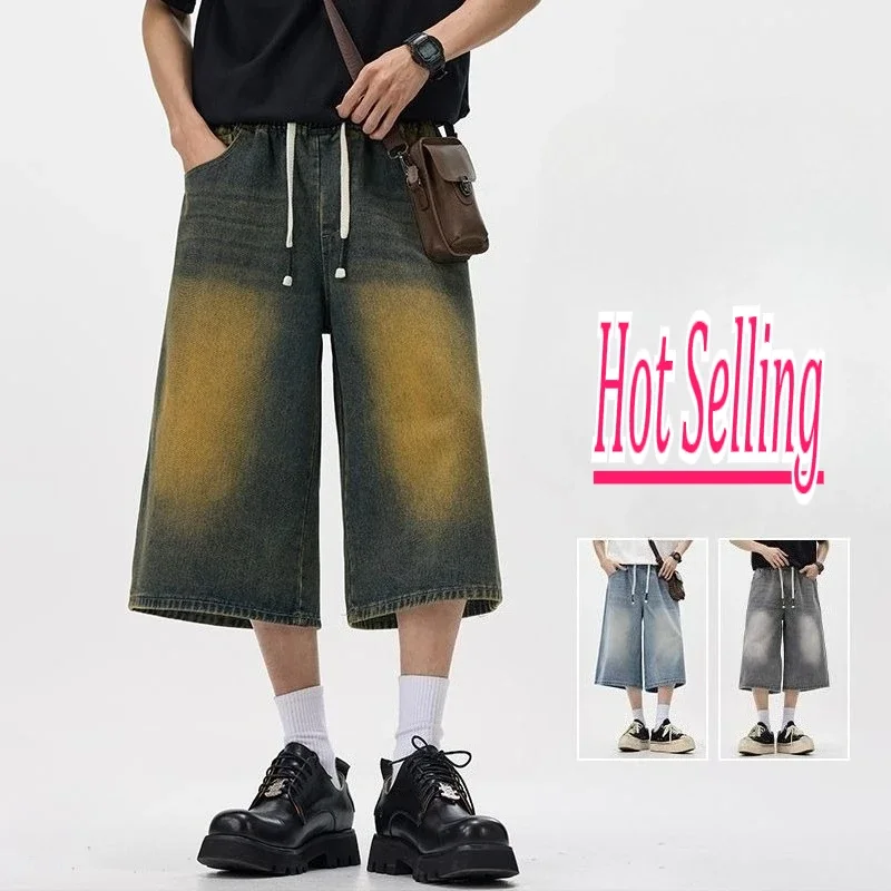 

2025 Summer Brand Stretch Cargo Jean Bermuda Masculina Cotton Denim Jeans Men Knee Length Soft Ropa Hombre Shorts Overalls Cargo