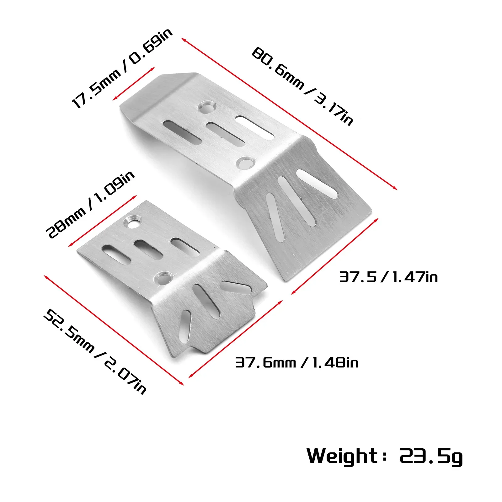 Arrma 1/18 Grom 用ステンレススチールアーマープレート 2 個 – 強化シャーシプロテクター (フロント & リアに適合)