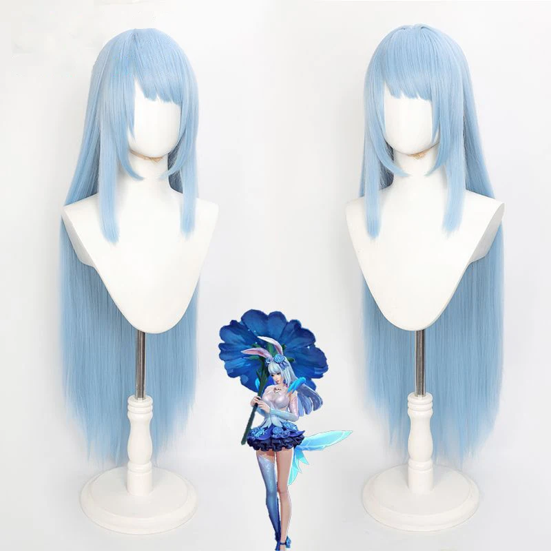 

Парик аниме Honor of Kings Gongsun Li Косплей Парик Женский игровой парик для ролевых игр Синий синтетический парик с челкой Аниме-игра Косплей Вечеринка