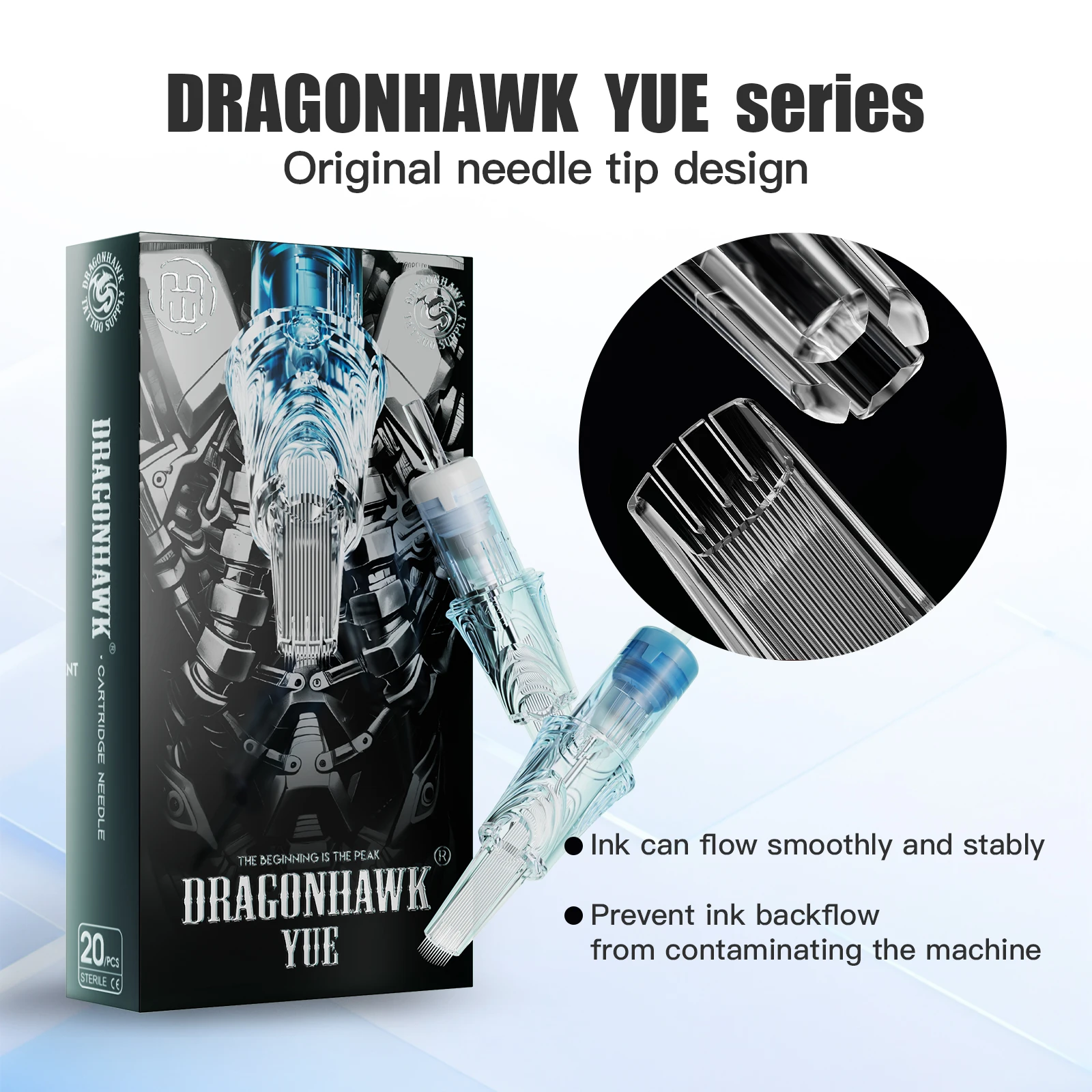 

Голки для тату-картриджей серии Dragonhawk YUE RL, одноразовые универсальные картриджи с круглым вкладышем, иглы 0,25/0,30/0,35 мм