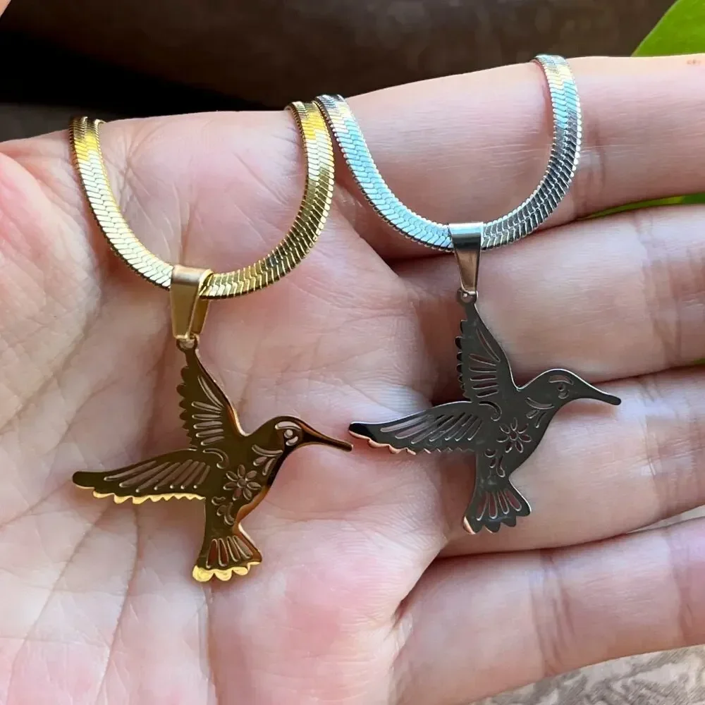 

Ожерелье с дикими животными из нержавеющей стали, ожерелья и кулон с колибри, милый орел, Феникс, ласточка, птицы, лезвие, змеиная цепочка, ошейники