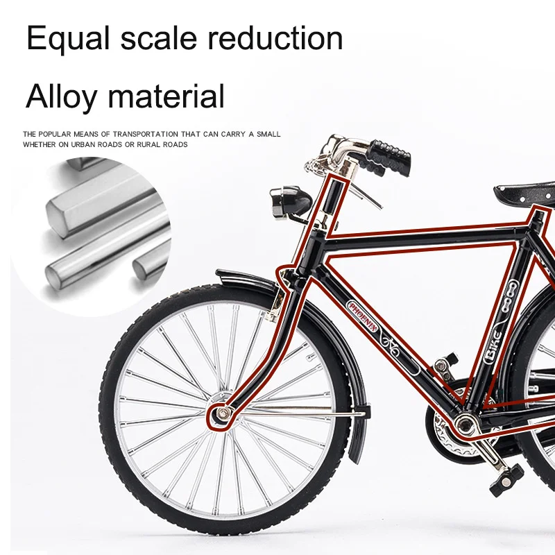 DIY Retro Bicycle Model Ornament Alloy Metal Mini Bike Sliding Assembled Version Collection Gifts Toys For Children Adult Boys