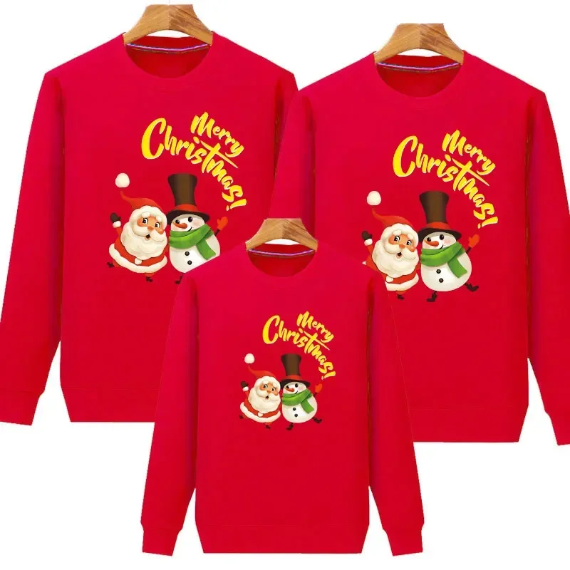 

2024 Winter Family Matching Outfits Christmas Sweatshirt New Year Sweaters Mother Father Daughter Son Couple Jersey Kids Jumper