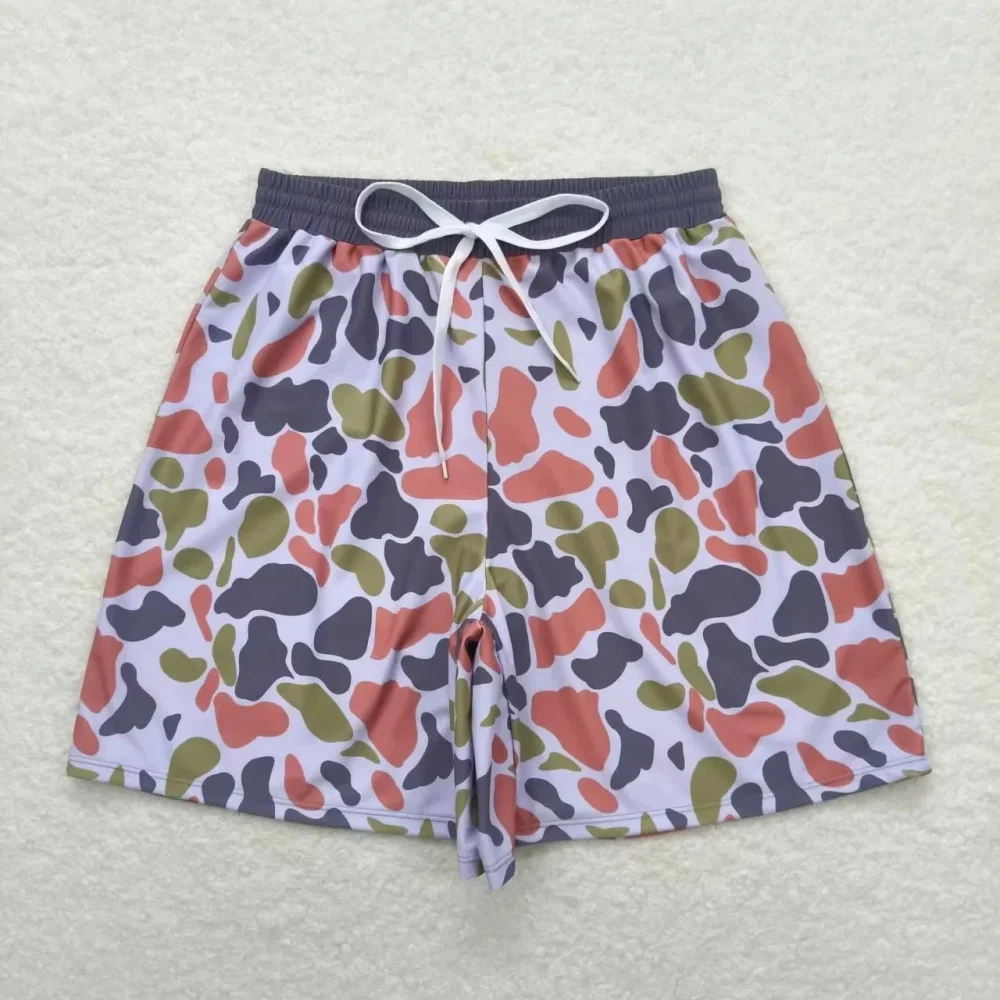 

Breathable Wholesale Boutique Adult Man Summer Swimming Trunks Brown Duck Camo Pockets Beachwear Beach Shorts Swimwear Clothing