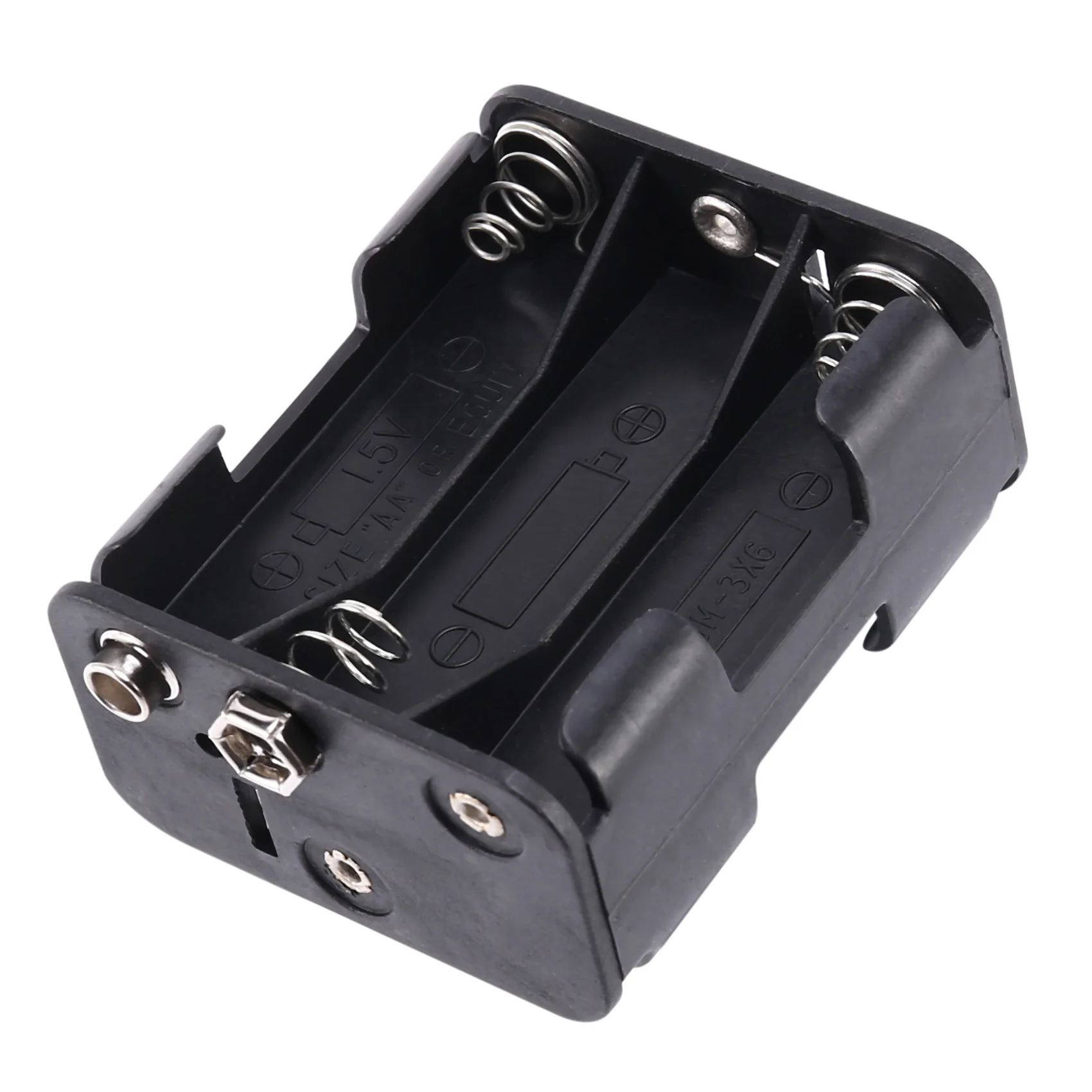 Double Side Spring 6 x 1.5 V AA Battery Holder Case Box Black