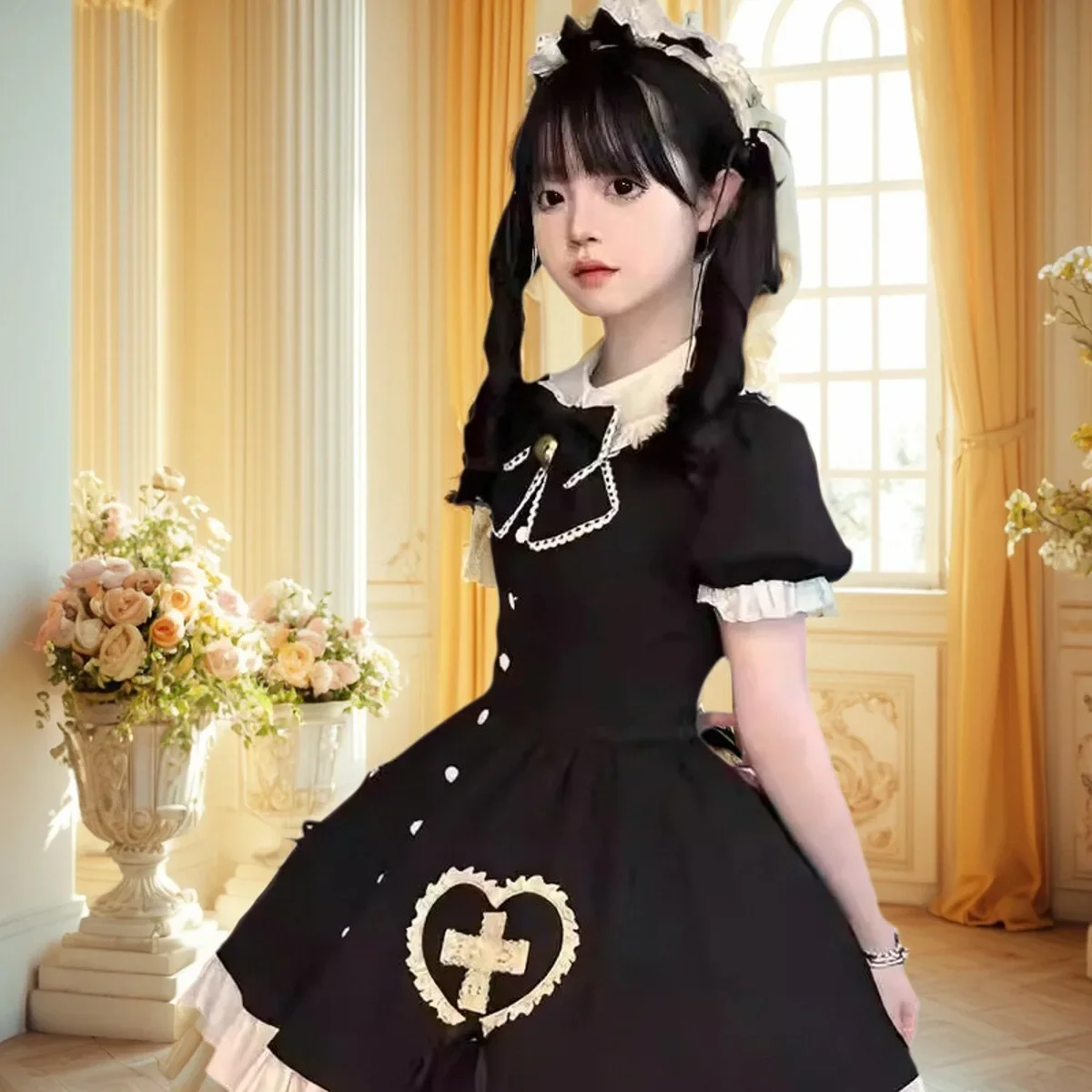 Cute Maid Uniform Cat Print Lolita Dress Cosplay 2025 Themed Par Wear Costume for Girls Large Size Teenagers Anime dsfewr3