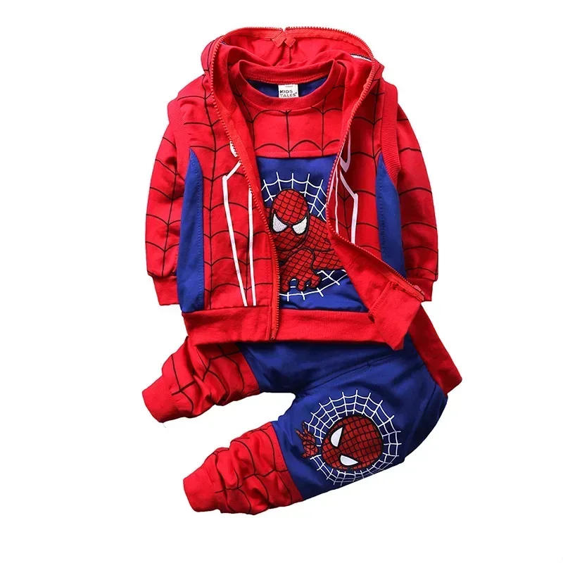 Baby Sets Boys Spiderman Clothes Kids Long Sleeve+Vest+Pants 3Pcs Tracksuits Children Cartoon Cosplay Clothing Spring Autumn