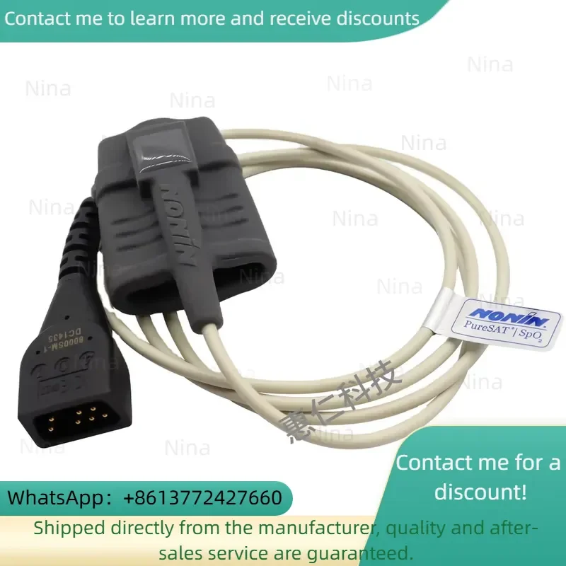 High Quality NONIN 8500/2500 SpO2 Sensor Connection Probe 8000AA/SM with Finger Clip Dynascope Spo2 Cable